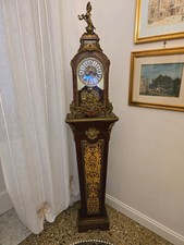 OROLOGIO CON COLONNA STILE BOULLE IN LEGNO BRONZO E OTTONE