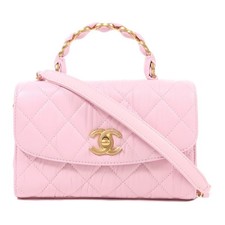 Borsa CHANEL CC GHW Mini Flap con manico superiore 2 vie AS2477 pelle di vitello rosa