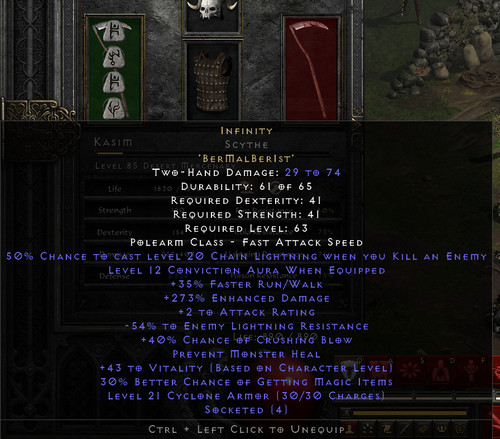 Infinity scythe runeword - infinity,