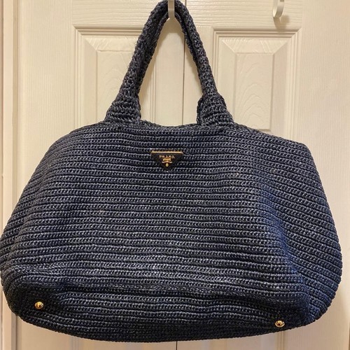 Borsa prada canapa rafia tote - canapa,