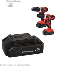 KOMBO Batteria Ricaricabile di ricambio a Ioni di Litio 20V 1300 mAh per KO833