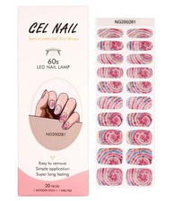 20 Strisce di Adesivi per Smalto in Gel Semipolimerizzato mix fucsia