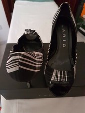 SCARPE DONNA ELEGANTE  decolletè LARIO SPUNTATA  TESSUTO BIANCA/NERA 