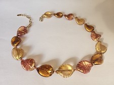  Collana Girocollo  con Foglia D'oro 24k Perini ,Venezia, Made in Italy.