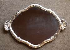 GRANDE VASSOIO A SPECCHIO CORNICE IN ARGENTO 800 CON MANICI 52,5x38cm EPOCA '900