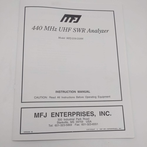 Mfj 219 219n analizzatore - analizzatore, swr