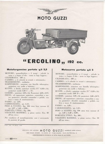 Brochure moto guzzi - brochure, ercolino