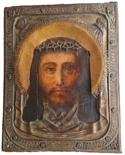 Icona antica con riza cristo - icona,