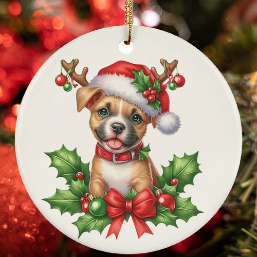 Divertente renna pitbull - , cane