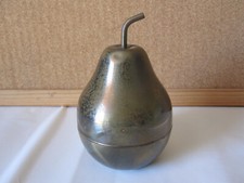 Scatola antica in ottone a forma di pera porta oggetti vintage soprammobile
