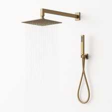 Set Per Doccia Soffione Quadro In Acciaio Inox 25x25 Millimetri Color Oro 