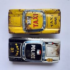 AUTO MACCHINE MINI LATTA POLIZIA TAXI GIOCATTOLI VINTAGE MADE IN JAPAN 