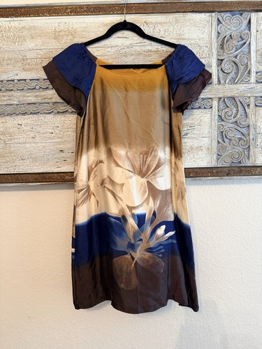 Abito zara 100 seta - fiore, blu