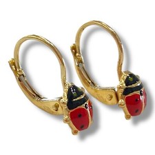 Orecchini Coccinella pendenti in oro giallo 750%