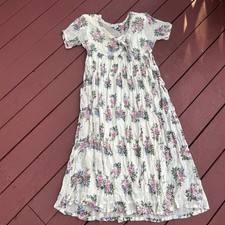 Vintage anni 90 Starina Empire vita con cravatta floreale giallo pallido taglia S 100% rayon