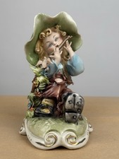Scultura vintage Tiziano Galli in ceramica dipinta a mano – Bambina con cappello
