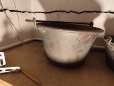  Pentola in rame antica con manici vecchio Paiolo Casseruola catino d'epoca 