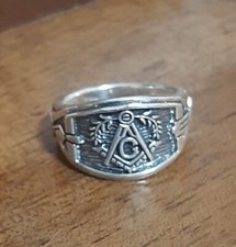 ANELLO ARGENTO 925 UOMO teschio massonico    araldica compasso squadra g