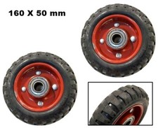KIT 2 RUOTE 160 X 50 mm IN GOMMA SU CUSCINETTI CON CERCHIO IN ACCIAIO VERNICIATO