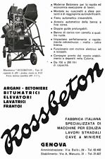 PUBBLICITA' 1940 ROSSBETON BETONIERE MACCHINE EDILI CAVE MINIERE STRADE GENOVA