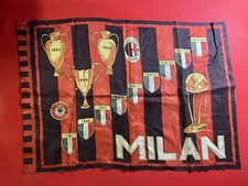 BANDIERA MILAN A.C.M. CALCIO in raso Vintage ORIGINALE Anni '60 41x60 cm