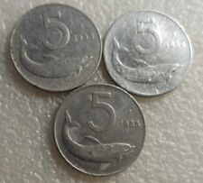 3 MONETE REPUBBLICA ITALIANA 5 LIRE DELFINO 1953-1954-1955