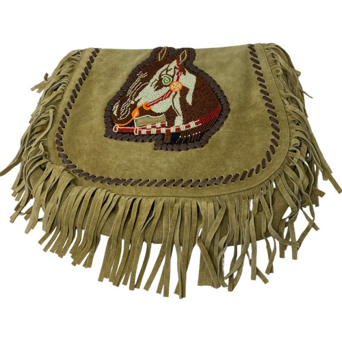 Borsa pelle con frange - in,