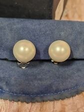 Orecchini Clip vintage '90 argento 925 Italy Perla Bigiotteria Earrings V3 ^