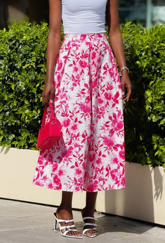 Gonna midi zara popeline rosa - gonna,