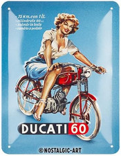 Targa Retrò, 15 X 20 Cm, Ducati – Cilindrata 60 Pin up – Idee Regalo per Biker, 