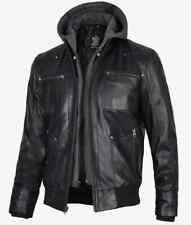 Bomber uomo in pelle nera con