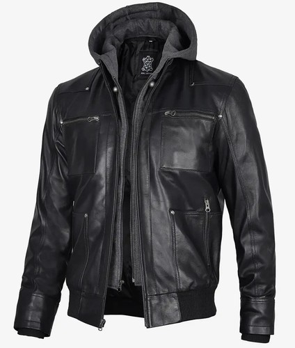 Bomber uomo pelle nera - in,
