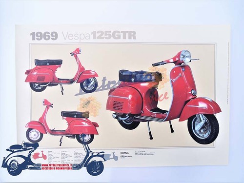 Poster vintage vespa - 125, gtr