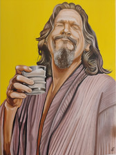 Jeff Bridges - Olio su tela - oil on canvas - grandi dimensioni cm. 70 x 100