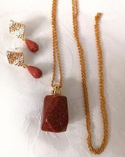 Set Orecchini E Collana Porta Profumo Pietra Di Sole