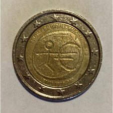 Moneta 2 Euro Belgio UEM 1999-2009 RARA.