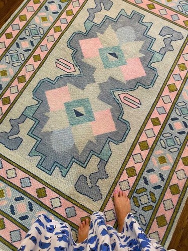 Tappeto oushak rosa blu - oushak, talia