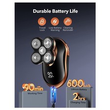 Rasoio Elettrico 5 in 1, Ricarica USB, Testine Rotanti Impermeabile