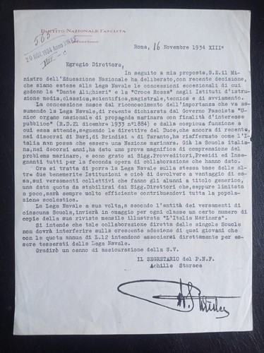 Autografo del segretario del