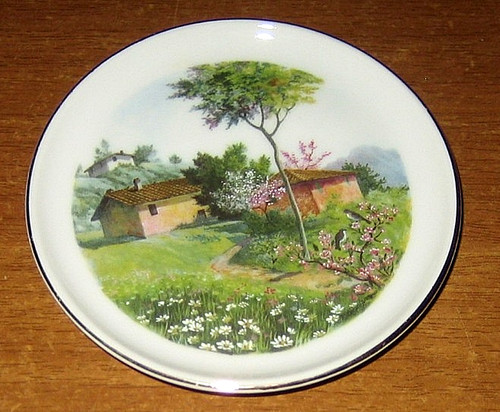Piatto dipinto mano - , porcellana