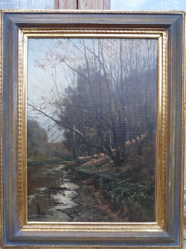 Paesaggio boscoso con ruscello