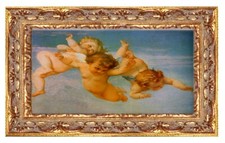 Stampa di Angeli su tela con Cornice Oro in legno Spessore cm 3