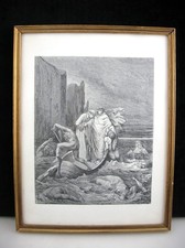 ILLUSTRAZIONE GUSTAVE DORE' DANTE CARONTE INFERNO DIVINA COMMEDIA CON CORNICE