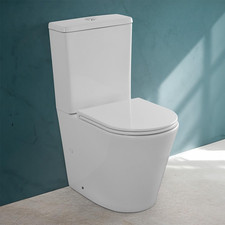 Wc Filomuro Monoblocco Rimless Con Scarico Universale E Copriwc Rallentato Soft-