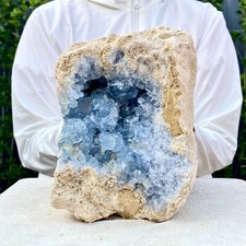 13,5 libbre naturale bellissimo cristallo celestite blu geode grotta esemplare minerale