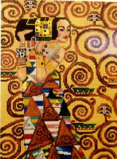 QUADRO CANOVACCIO MEZZO PUNTO PICCOLO DA RICAMARE 30 X 40 " L' ATTESA "