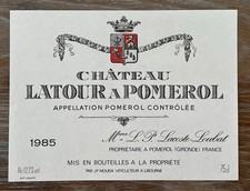 Étiquette de Château Latour à Pomerol 1985 - 75 cl