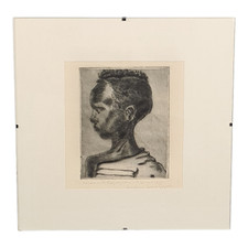 ANTICO QUADRO INCISIONE OLD ACQUAFORTE " BIMBO DI ETIOPIA"  E CORNICE ANNO 1914