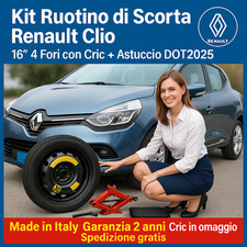 ? Kit Ruotino di Scorta Renault Clio 16” 4 Fori con Cric + Astuccio DOT2025 ?