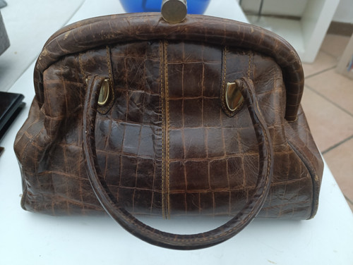 Bauletto marrone vera pelle - marrone,